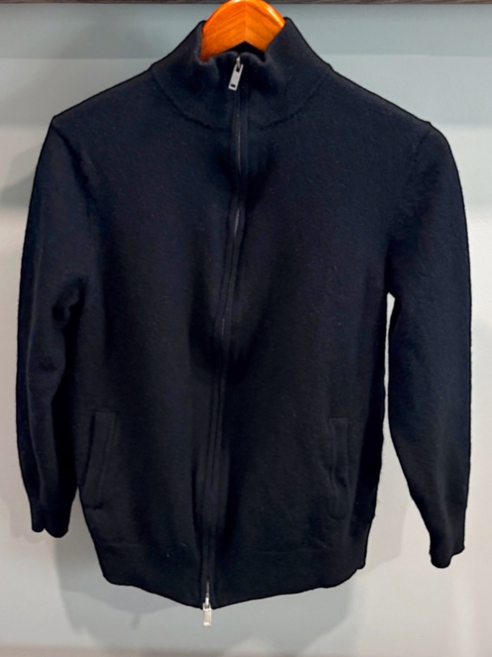 Christian Lacroix Black 100% Merino Wool Full Zip Cardigan Sweater Knit Top L